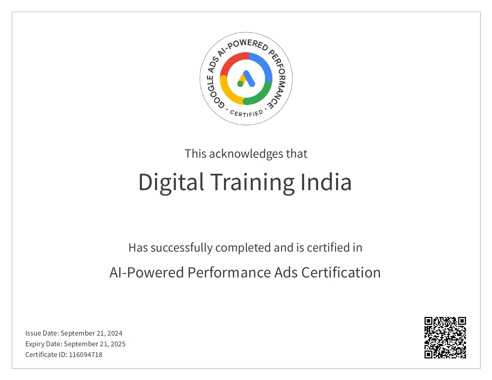 AI performance ADS Certification